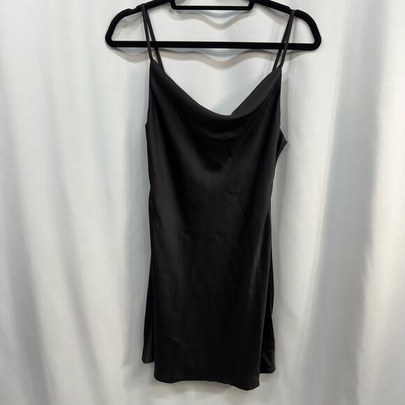 Urban Outfitters Black Slip Dress Mini Dress Cowl Neck Strappy XS - Picture 1 of 6